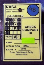 NASA JAMES DRYDEN FLIGHT RESEARCH OBSOLETE LAMINATED NAMED BADGE picture