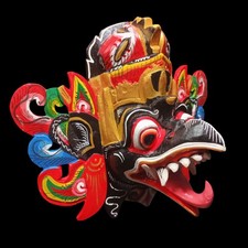 Balinese Black Garuda Wooden Mask Hand Carved Bali Indonesia Tribal Wall Art picture