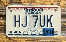 2022 Missouri Motorcycle License Plate HJ 7UK picture