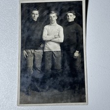 Early 1900s RPPC Real Photo Postcard Men In Football Gear  2/3 Identified  picture