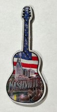 GUITAR NASHVILLE, TN SOUVENIR FUN Magnet Guitar Shape Rubber Downtown RWB Shiny picture