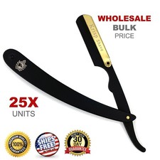 Wholesale Bulk 25 Pc Beard Cut Throat Straight Edge Barber Salon Shaving Razor picture
