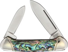 Queen City KB204R / QC002 Abalone Mini Canoe 2 Blade Pocket Knife 2.75