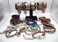HUGE Christian Religious Bracelet Lot 33 Pcs Cross Leather Bead Cuff Estate picture