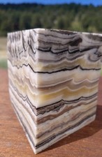 Zebra Calcite Polished Crystal Pyramid 2 3/4Lb Bands UV+ 4 3/4