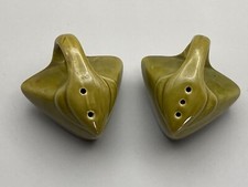 Vintage Green Pottery Salt and Pepper Shakers  picture