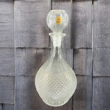 Vintage Oberglas Austria Clear Decanter With Stopper Diamond Point Pattern VTG picture