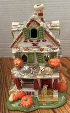 AVON Autumn's Glow Tea Light Cat House By Luminous Treasures Fall/Halloween 2002 picture