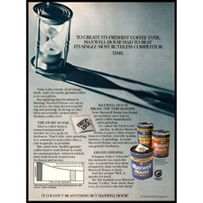 1985 Maxwell House Coffee Vintage Print Ad Hourglass Sand Blue Can Wall Art picture