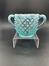 Vintage FentonOpalescent, blue hobnail sugar bowl picture