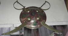 Indian Art Antique 12 Inch Swords 6 Inch Shield Brass Metal Decorative picture