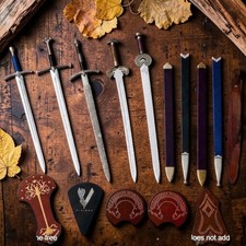 LOTR Sword Lot 5 Narsil Anduril, Glamdring, Eowyn Herugrim, Witch King Gift Him picture