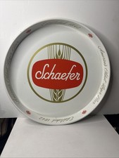 Vintage Round Schaefer Beer White Metal Tray 13 1/2 picture