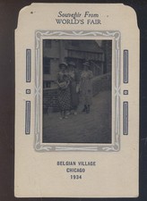 1934 Chicago Worlds Fair Mounted Photograph Belgium Village Souvenir Vintage picture