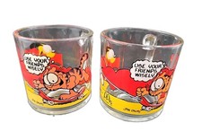 McDonald’s Garfield Glass Coffee Cup Mug by Jim Davis L Vintage 1978 Lot Of 2 picture