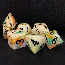 Bescon Magical Stone 7-Piece Polyhedral RPG Dice Set Gold Ore, Polybag picture