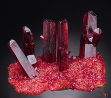 Pruskite ruby red crystals on matrix from Poland specimen shiny lustrous picture