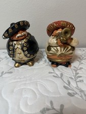 Vintage Pair Hand Painted Mexican Mariachi Figurines Folk Art Musician Statues picture