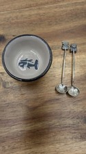 Small Salt Cellar Bowl Made In Peru With Spoons picture