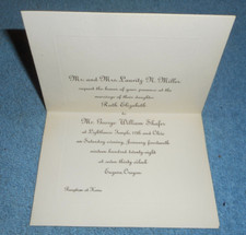 1928 Wedding Invitation & Envelope Ruth Elizabeth Miller & George William Shafer picture