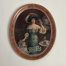 Vintage 1970’s Pepsi Cola Soda Victorian Woman Advertising Tin Tray Collectible picture