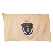 Vintage 1960S Cotton Flag Of Massachusetts State Usa America - 3 X 5 picture