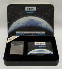 1999 ZIPPO Millennium Edition One World One Future Lighter w/ Tin & COA picture