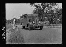 Photo:1930s School Bus Rural Road Man With Shovel Vintage Transportation picture