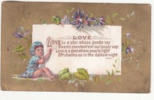 Love is a Star Whose Gentle Ray Beams Nymph Gold Vict Card c1880s picture