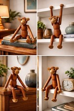 VINTAGE ARTICULATED WOODEN MONKEY FIGURE picture
