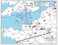 WWII D-Day Normandy Map June 6 1944 Allied Invasion German Positions 11x14 print picture