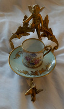 Antique DW Karls Baden Wert Abert Belgium Demitasse Cup and Saucer on Cupid Stan picture