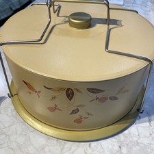 Hall Autumn Leaf Jewel Tea Metal Cake Safe Carrier picture