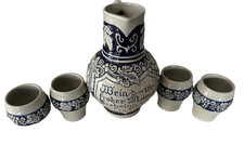 Vintage Gerz German Stoneware Wine Jug and Cups Set picture