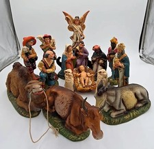 Vintage Italian Paper Mache Nativity Set 16 Pc Large Figures Made in Italy picture