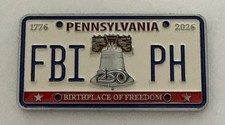 FBI Philadelphia Division 250th Anniversary PA License Plate challenge coin picture