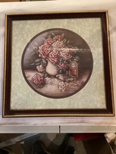 Home Interior by Jas Anderson 22.5” x 22.5” Pink Roses in Very Good Condition picture