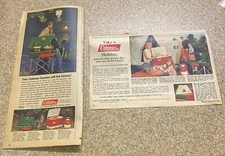 2 LOT Vintage 1960s Coleman Outdoor ADS Tent Lantern Stove Thermos Wichita KS picture