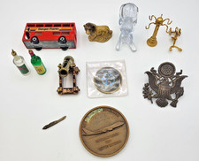 VTG. Grandpa's Desk/ Junk Drawer Lot Miniatures, Military, Medallion, Matchbox picture
