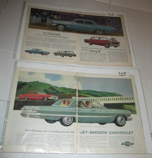 Lot of 2 Chevrolet 1962 1963 Car Advertisement Centerfold 21