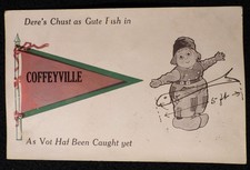 Vtg Antique 1910s POSTCARD Dutch Humor Town Tourism Travel Coffeyville Kansas picture