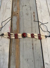 Vintage NATIVE AMERICAN CHOKER 4 Row Red Stone NOT PLASTIC picture