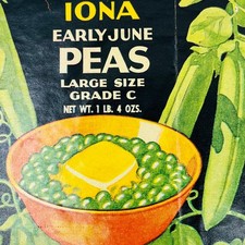 1934 Iona Early June Peas Label Great Atlantic & Pacific Tea Company EA4 picture