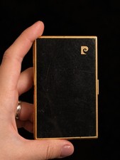 Vintage Pierre Cardin Cigarette Case Black Gold Metal Japan 1970s picture