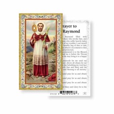 St. Raymond with Prayer to Saint Raymond - Gold Trim - Paperstock Holy Card picture