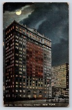 Vintage White Hall Building Whitehall St New York Moonlight Card Posted 5.5x3.5 picture