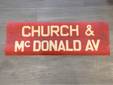 NYC B&QT BROOKLYN QUEENS TRANSIT CHURCH MCDONALD AVE. 1950's TROLLEY ROLL SIGN picture
