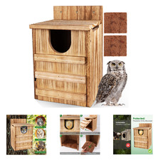 Owl House Wooden Nesting Box for Outside with Predator Entrance and Ventilation picture