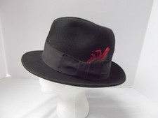 Vintage Bee Hats men black wool fur felt fedora The Ascot 23in band picture