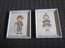 Vtg Reliance Industries Victorian Children High Button Shoes Girl Boy Framed Art picture